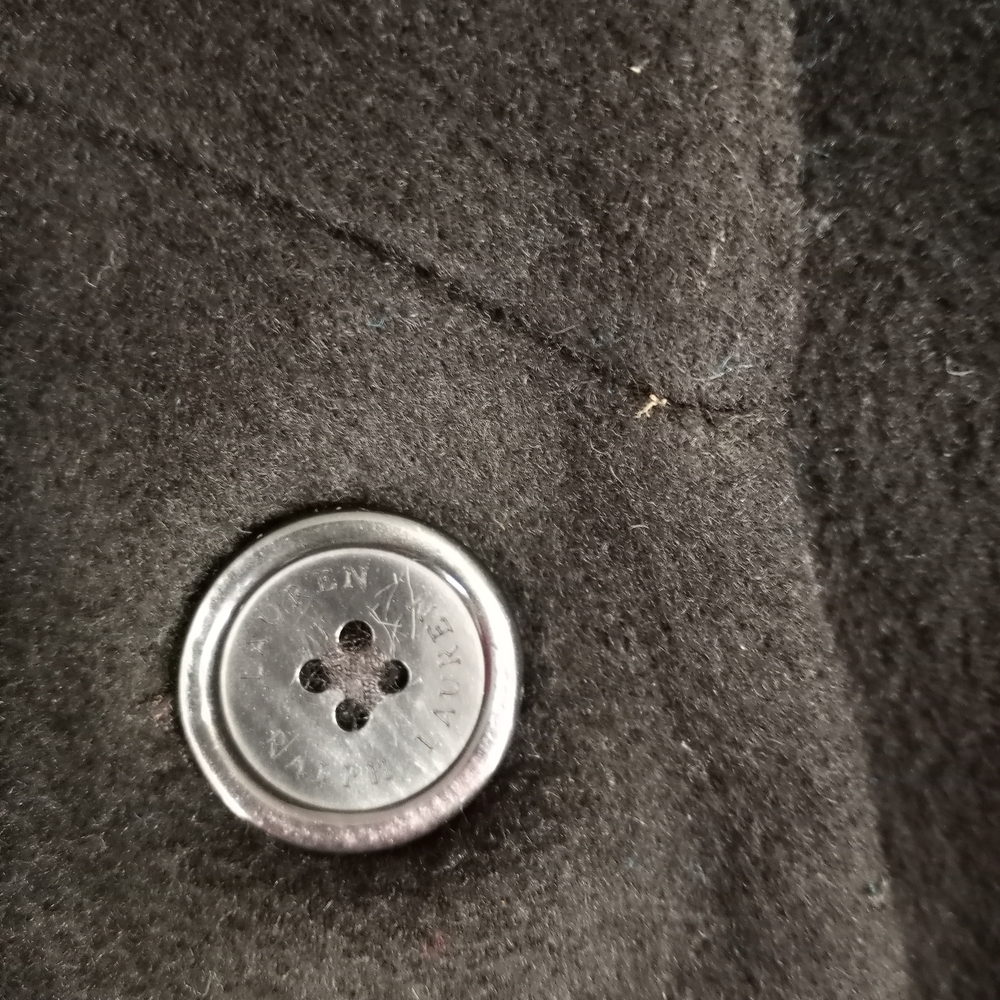 Ralph Lauren Women's Vintage Elegant Black Double-Breasted Long Coat Size 12 - Picture 7 of 15